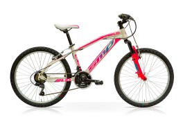 Mountain Bike Mud 21V Acciaio Bianco/Fuxia